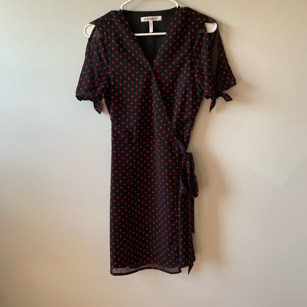 Polka Dot BCBG wrap dress